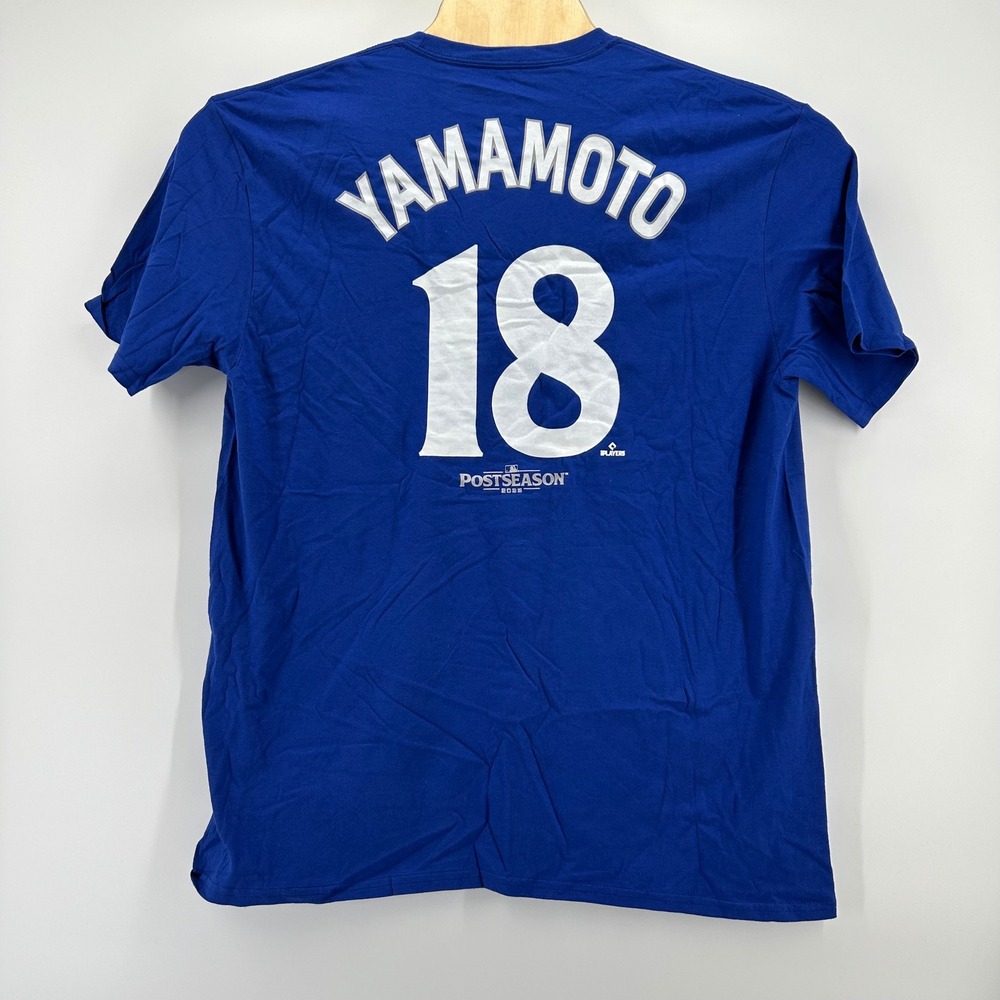 Fanatics T-Shirt Mens XL Blue LA Dodgers Yamamoto 18 2025 World Series MLB Tee